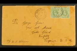 1910  Cover To Virginia, USA, Franked Pair Of ½d Ed VII Tied By Neat Strike Of Jebu Ode Southern Nigeria Cds With Lagos - Other & Unclassified