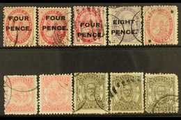 1891 - 92 KING GEORGE USED SELECTION  Includes 1891 4d On 1d (X3) & 8d On 2d, 1891 Stars On 1d With Cds Cancel, 1892 1d - Other & Unclassified