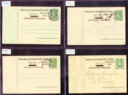 ZONE B  POSTAL STATIONERY 1947 Scarce Group Of Commercially Used Postal Cards, Comprising 1947 5L Green Opt (Michel P 1) - Other & Unclassified