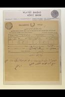 USED IN IRAQ  BAGDAD - KERYE BACHI Circa 1910 Printed TELEGRAM FORM With Message In Arabic, Bearing An Unidentified Nega - Other & Unclassified