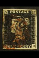 1840  1d Black 'AD' Plate VII With Nice Clear Strikes Of Both RED AND BLACK MALTESE CROSS CANCELLATIONS, SG Spec AS44vk, - Other & Unclassified