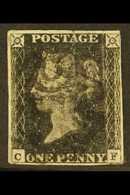 1840  1d Black 'CF' Plate 11, SG 2, Good Used Example With Black Maltese Cross Postmark, Four Small To Good Margins, Sma - Other & Unclassified
