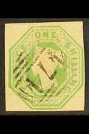 1847-54  1s Pale Green, Embossed, SG 54, Fine Used With Light & Clear Numeral Postmark, Four Margins, Horizontal Crease - Other & Unclassified