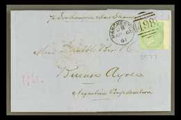 1861 1S FRANKING TO ARGENTINA  (April) Entire Letter "Per Southampton Mail Steamer", Bearing 1s Green SG 73, Wing Exampl - Other & Unclassified