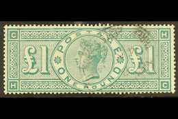 1887-92  £1 Green, Wmk Three Crowns, SG 212, Very Fine Used With Light Postmark. Lovely Example! For More Images, Please - Other & Unclassified