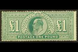 1911-13  £1 Deep Green Somerset House, SG 320, Mint Large Part OG, Several Slightly Rough Perfs At Base, Lovely Fresh Ap - Other & Unclassified