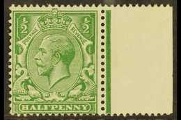 1912-24  ½d Green WITHOUT WATERMARK Variety, SG Spec N14b, Never Hinged Mint Marginal Example, Fresh. For More Images, P - Other & Unclassified