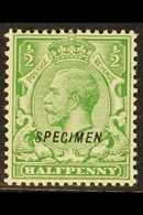 1924-26  ½d Green With "SPECIMEN" Type 23 Overprint, SG Spec N33t, Very Fine Mint, Very Fresh. For More Images, Please V - Other & Unclassified