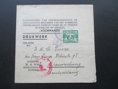 Niederlande 1941 Streifband / Zensurpost Roter Zensurstempel. OKW. Zutphen - Braunschweig. Voorwaarts - Lettres & Documents