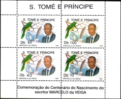 BIRDS-AFRICAN EMERALD CUCKOO- MARCELO DA VEIGA SHEET-SAO TOME E PRINCIPE-1992-MNH-D1-64 - Cuckoos & Turacos