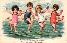 Meer, Badende Und Spielende Kinder, Sign. Arthur Thiele, Um 1910 - Thiele, Arthur