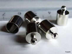 10 Embouts De Cordon Métal Argenté Environ 11x7mm Trou: 6mm à Coller, Sobres Et De Belle Qualité  Très Raffinés, Ces Emb - Perlen