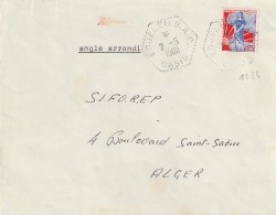 Algérie Cachet Agence Postale "" EDJELEH S.A.S. OASIS 2/5/60 ""Angles Arrondis  Obl Marianne à La Nef Sur Lettre Pour Al - Guerre D'Algérie