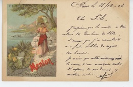 MENTON - Chemins De Fer P.L.M. - Jolie Carte Précurseur Illustrée Par F. HUGO D'ALESI (1903) - Menton