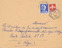 Muller  20f + Blason Lille Obl Agence Postale RARE  "" TASSAFT OUGUEMOUNE S.A.S. 11/5/59 "" Sur Lettre Pour Alger - TB - War Of Algeria