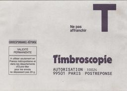 Lettre T , Timbroscopie - Buste Risposta T