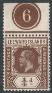 Leeward Islands. 1912-22 KGV. ¼d MH. Mult Crown CA W/M SG 46 - Leeward  Islands