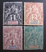 LOT R3586/953 - 1892 - COLONIES FR. - CONGO - N°12 à 15  NSG/☉ - Cote : 17,50 € - Unused Stamps