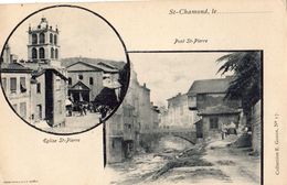 Delcampe - SAINT-CHAMOND DOUBLE VUE EGLISE ET PONT SAINT-PIERRE - Saint Chamond