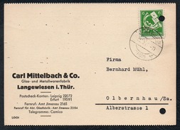 A6225 - Alte Postkarte - Bedarfspost - Langewiesen - Carl Mittelbach & Co Nach Olbernhau 1945 SBZ - Ilmenau