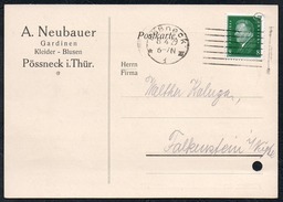 A6236 - Alte Postkarte - Bedarfspost - Pössneck - Pößneck - A. Neubauer Gardinen Nach Falkenstein 1929 - Pössneck