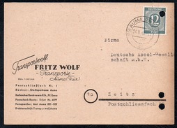 A6240 - Alte Postkarte - Bedarfspost - Auma - Fritz Wolf - Transportwolf - NachZeitz 1946 SBZ - Greiz