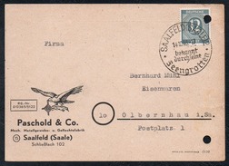 A6241 - Alte Postkarte - Bedarfspost - Saalfeld - Paschold & Co Metallgewebe Geflechtefabrik 1946 Nach Olbernhau SBZ - Saalfeld