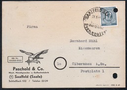 A6242 - Alte Postkarte - Bedarfspost - Saalfeld - Paschold & Co Metallgewebe Geflechtefabrik 1946 Nach Olbernhau SBZ - Saalfeld