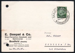 A6243 - Alte Postkarte - Bedarfspost - Saalfeld - E. Doepel & Co Glas Porzellan Spielwaren 1940 Nach Zöblitz - Saalfeld