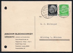 A6255 - Alte Postkarte - Bedarfspost - Gößnitz Kr. Altenburg - Joachim Bechschmidt Nach Gilching 1935 - Goessnitz