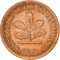 Monnaie, République Fédérale Allemande, Pfennig, 1990, Stuttgart, TTB, Copper - 1 Pfennig