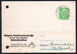 A6262 - Alte Postkarte - Bedarfspost - Schmalkalden Ortskrankenkasse Nach Crimmitschau 1936 - Schmalkalden