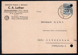 A6264 - Alte Postkarte - Bedarfspost - Schmalkalden - C.A. Luther - Kleineisen Metallwaren - Nach Olbernhau 1948 SBZ - Schmalkalden