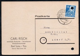 A6270 - Alte Postkarte - Bedarfspost - Bad Sulza - Carl Risch Buchprüfer Steuerberater Nach Adorf 1950 - Bad Sulza