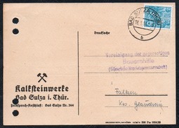 A6271 - Alte Postkarte - Bedarfspost - Bad Sulza - Kalksteinwerke Nach Falken 1956 - Bad Sulza