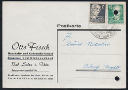 A6272 - Alte Postkarte - Bedarfspost - Bad Sulza - Otto Frosch - Hasuhalts Und Gebrauchsartikel Nach Adorf 1949 SBZ - Bad Sulza