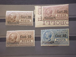 ITALIA REGNO - PNEUMATICA - 1924/5 RE 4 VALORI Soprastampati - NUOVI(++) - Rohrpost