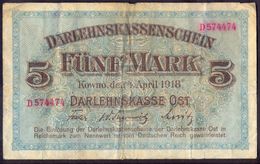 Germany 5 Mark  Kowno (Lithuania) 1918 04 04 VF   # P- R130 - 1° Guerre Mondiale