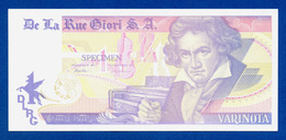 De La Rue Giori S.A. Varinota Beethoven Color Trial #07 - Specimen Test Note Unc - Specimen