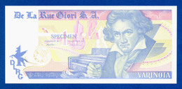 De La Rue Giori S.A. Varinota Beethoven Color Trial #08 - Specimen Test Note Unc - Ficción & Especímenes