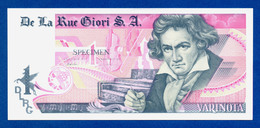 De La Rue Giori S.A. Varinota Beethoven Color Trial #09 - Specimen Test Note Unc - Ficción & Especímenes