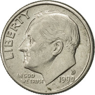 Monnaie, États-Unis, Roosevelt Dime, Dime, 1990, U.S. Mint, Denver, TTB+ - 1946-...: Roosevelt