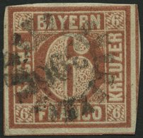 BAYERN 4I O, 1849, 6 Kr. Dunkelbraunorange, Type I, Pracht, Gepr. Drahn Und Starauschek - Other & Unclassified