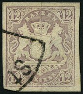 BAYERN 18 O, 1867, 12 Kr. Hellbraunviolett, Pracht, Mi. 120.- - Sonstige & Ohne Zuordnung