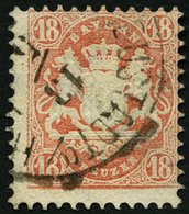 BAYERN 27Xb O, 1870, 18 Kr. Dunkelziegelrot, Wz. Enge Rauten, üblich Dezentriert, Pracht, Gepr. Bühler, Mi. 240.- - Altri & Non Classificati