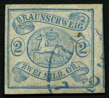 BRAUNSCHWEIG 2 O, 1852, 2 Sgr. Lebhaftpreußischblau, Pracht, Mi. 350.- - Braunschweig