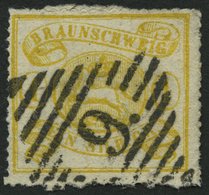 BRAUNSCHWEIG 14A O, 1864, 1 Sgr. Gelbocker, Durchstochen 16, Pracht, Mi. 180.- - Brunswick