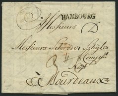 HAMBURG VORPHILA 1772, HAMBOURG, L1 Auf Brief Nach Bordeaux, Pracht - Autres & Non Classés