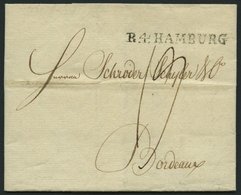 HAMBURG VORPHILA 1802, R.4. HAMBURG, L1 Auf Brief Nach Bordeaux, Pracht - Altri & Non Classificati