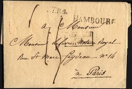 HAMBURG VORPHILA 1819, HAMBOURG, L1 T.T.R.4. Und R3 ALLEMAGNE/PAR/GIVET Auf Brief Nach Paris, Rückseitiger Roter Datumss - Other & Unclassified